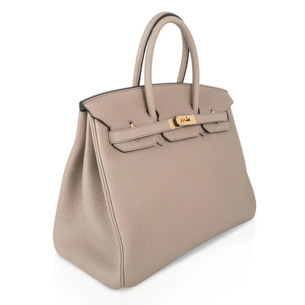 HSS Tri-Color Birkin 35 Gris Tourterelle Blue Paon & Purple Stitching Special Order Bag