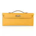 Kelly Cut Bag Jaune Ambre Clutch Swift Gold Hardware New