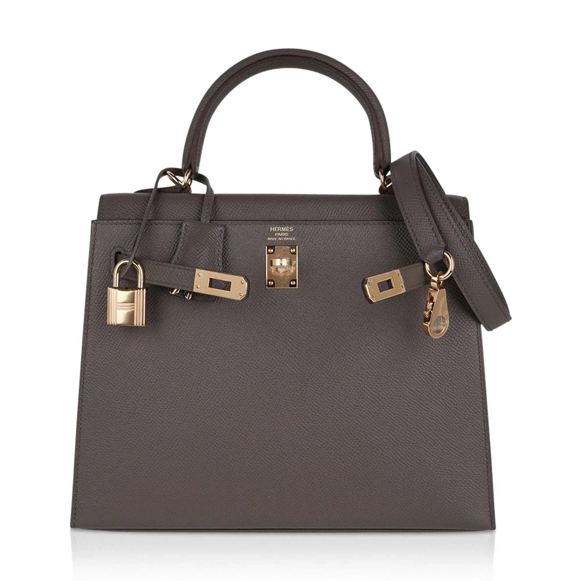 Kelly Sellier 25 Bag Etain Gold Hardware Epsom Leather New