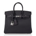 Birkin 25 Bag Black Palladium Hardware Togo Leather
