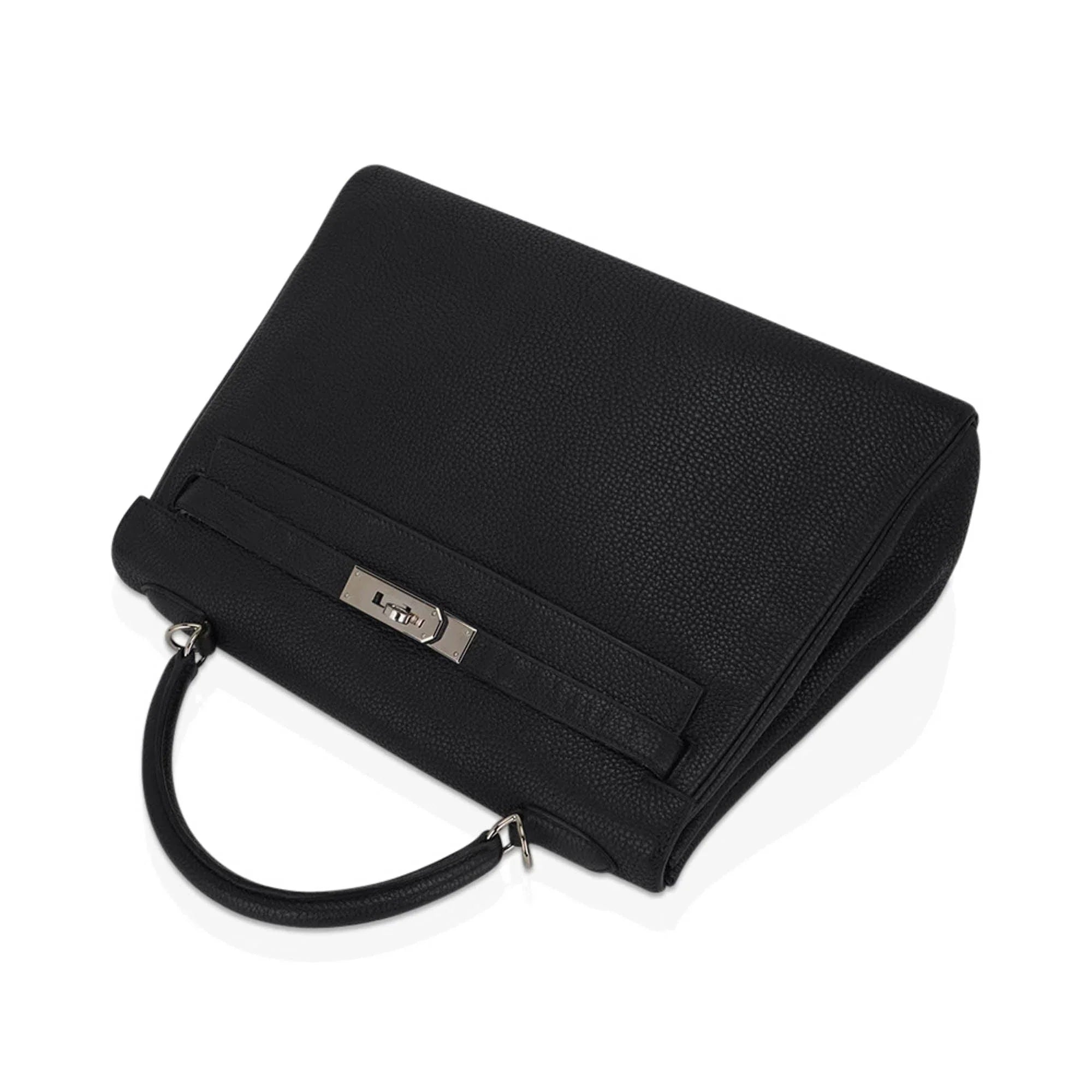 Kelly 32 Retourne Bag Black Togo Leather with Palladium Hardware
