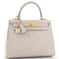 Kelly II Sellier Mini Beton Ostrich Gold Hardware