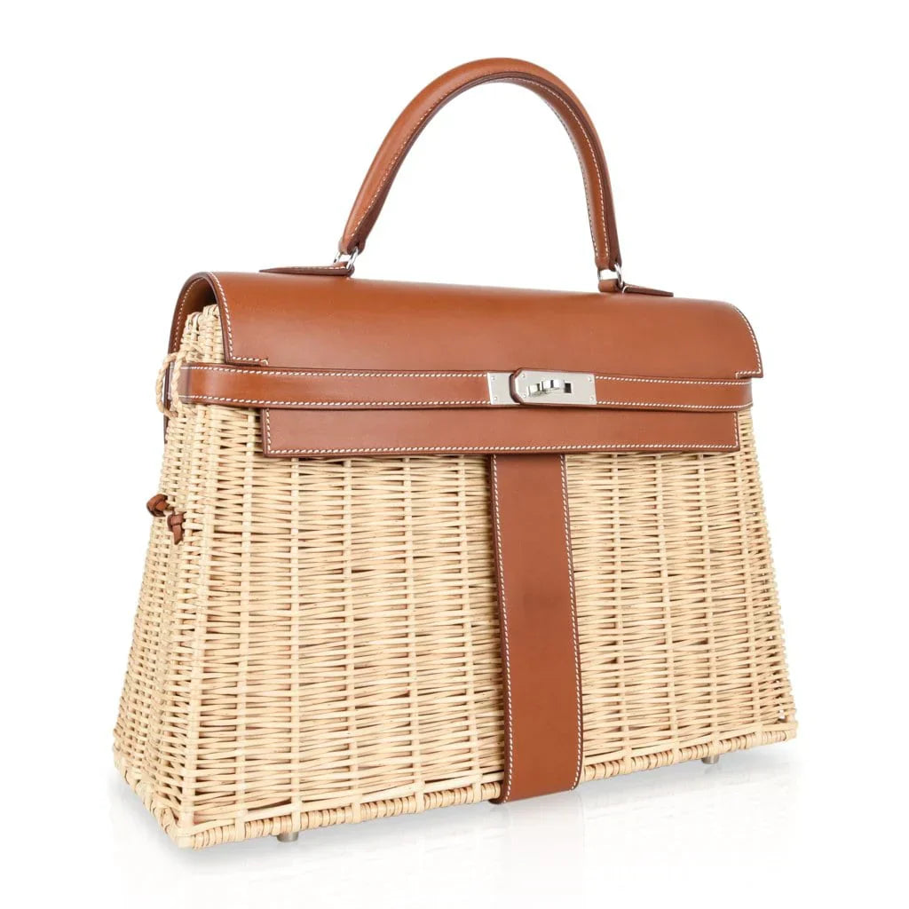 Kelly 35 Bag Picnic Wicker / Osier Palladium Hardware Limited Edition