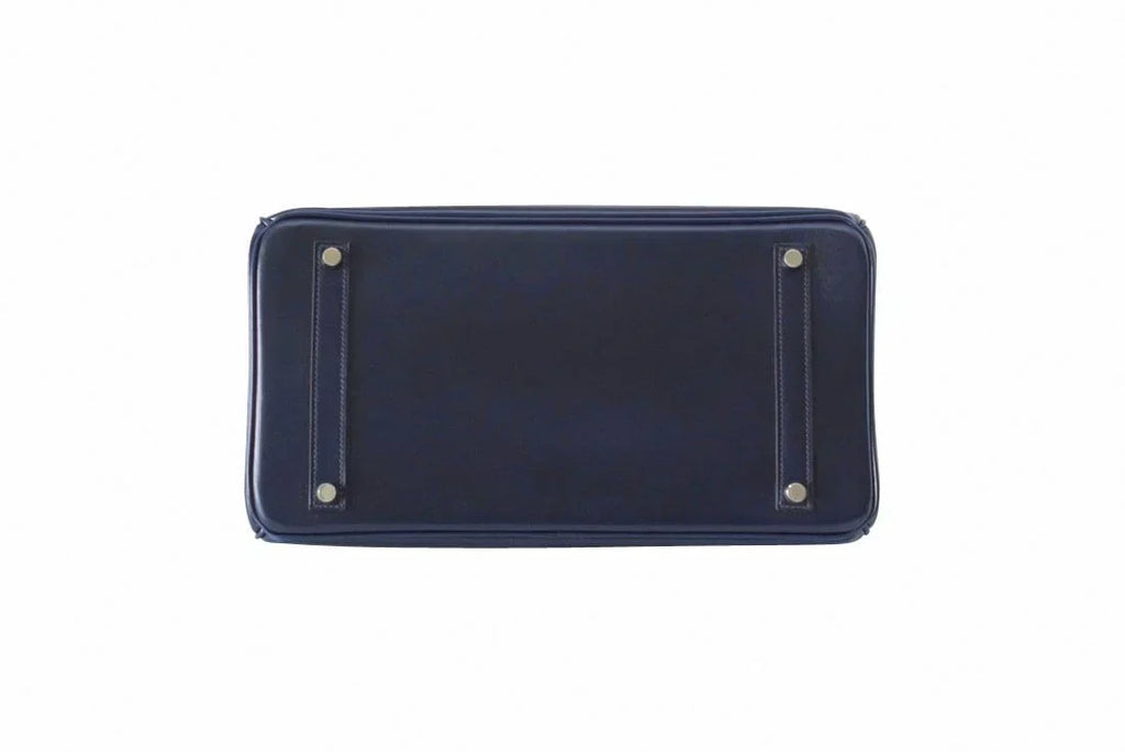 Birkin 35 Bag (Bleu) Blue Marine Coveted Rare Box Leather Palladium