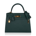 Kelly Sellier 28 Bag Vert Anglais Epsom Leather with Gold Hardware