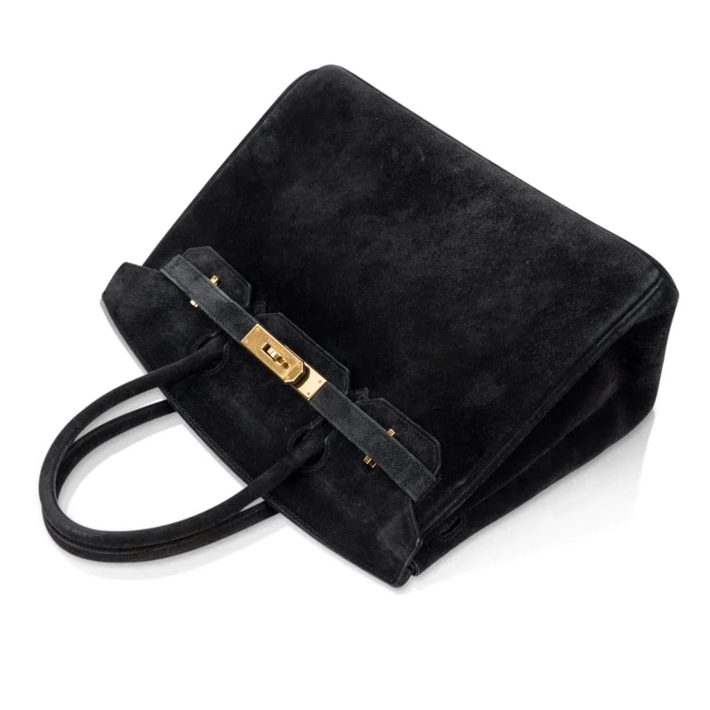 Birkin 30 Bag Doblis (Suede) Black Gold Hardware