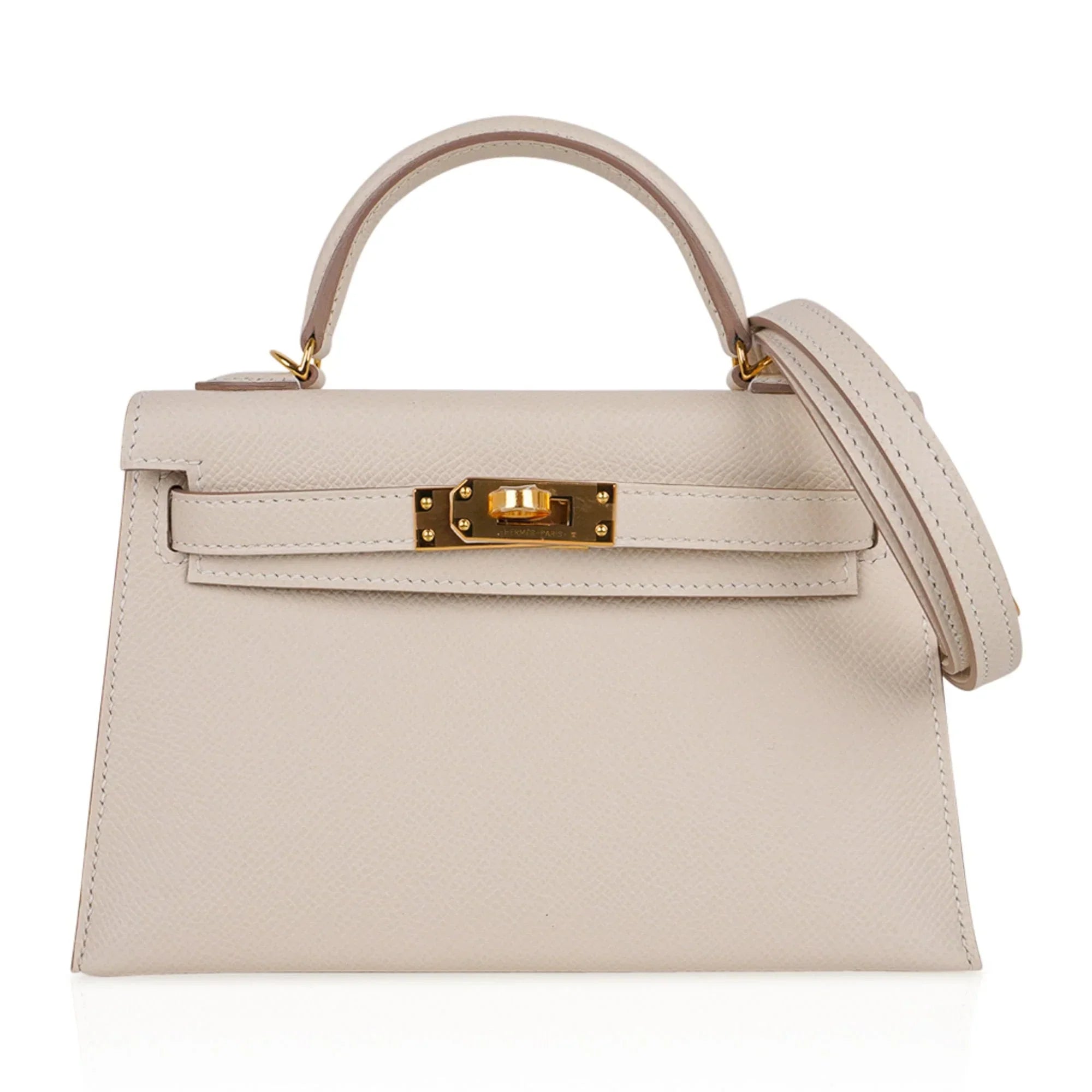 Kelly 20 Mini Sellier Bag Craie Epsom Leather with Gold Hardware