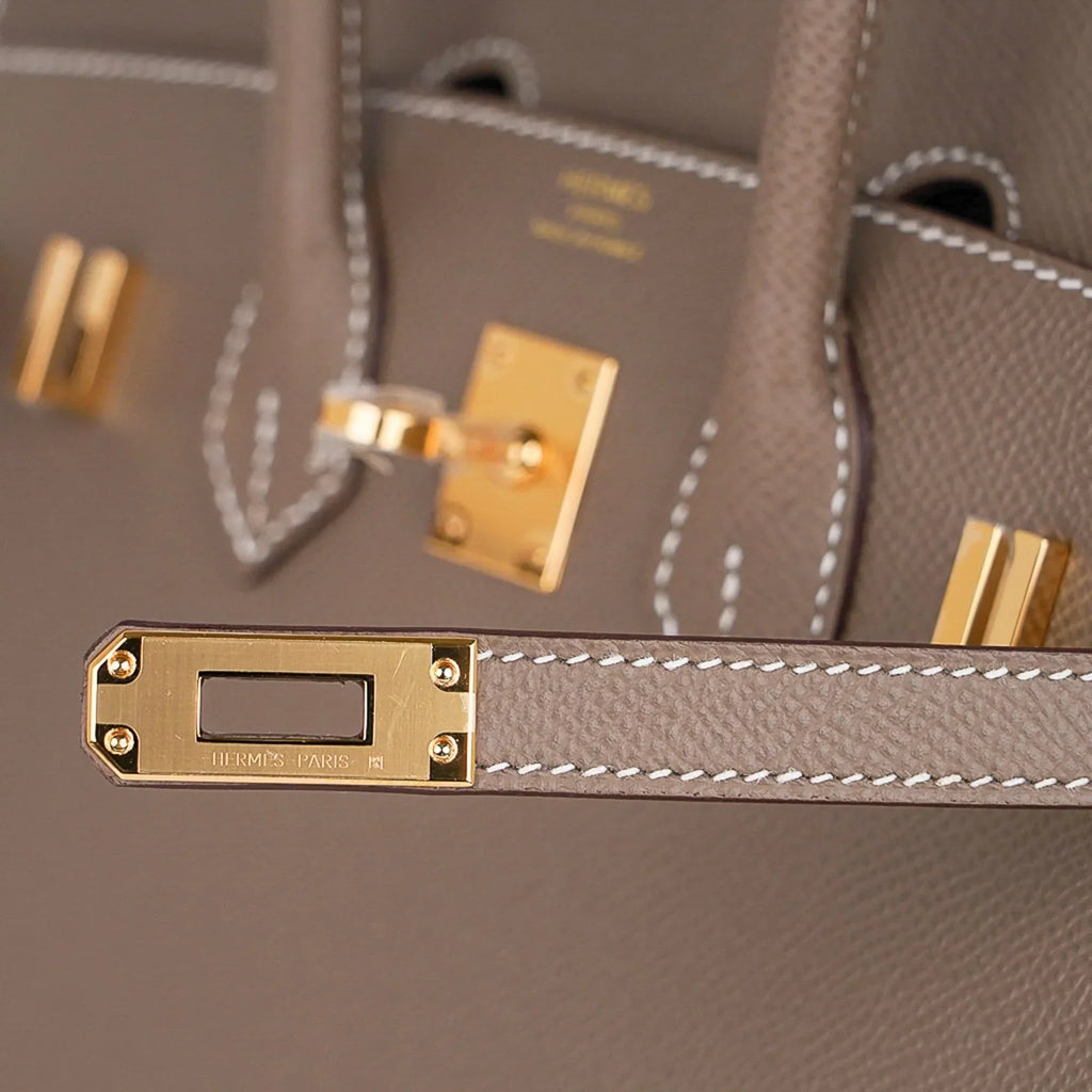 Birkin Sellier 25 Etoupe Gold Hardware Epsom Leather New w/Box