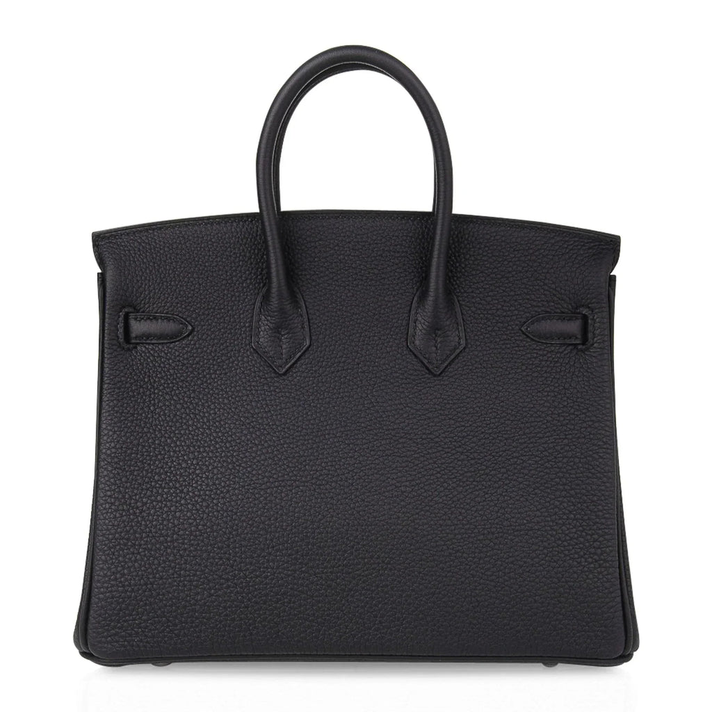 Birkin 25 Bag Black Palladium Hardware Togo Leather